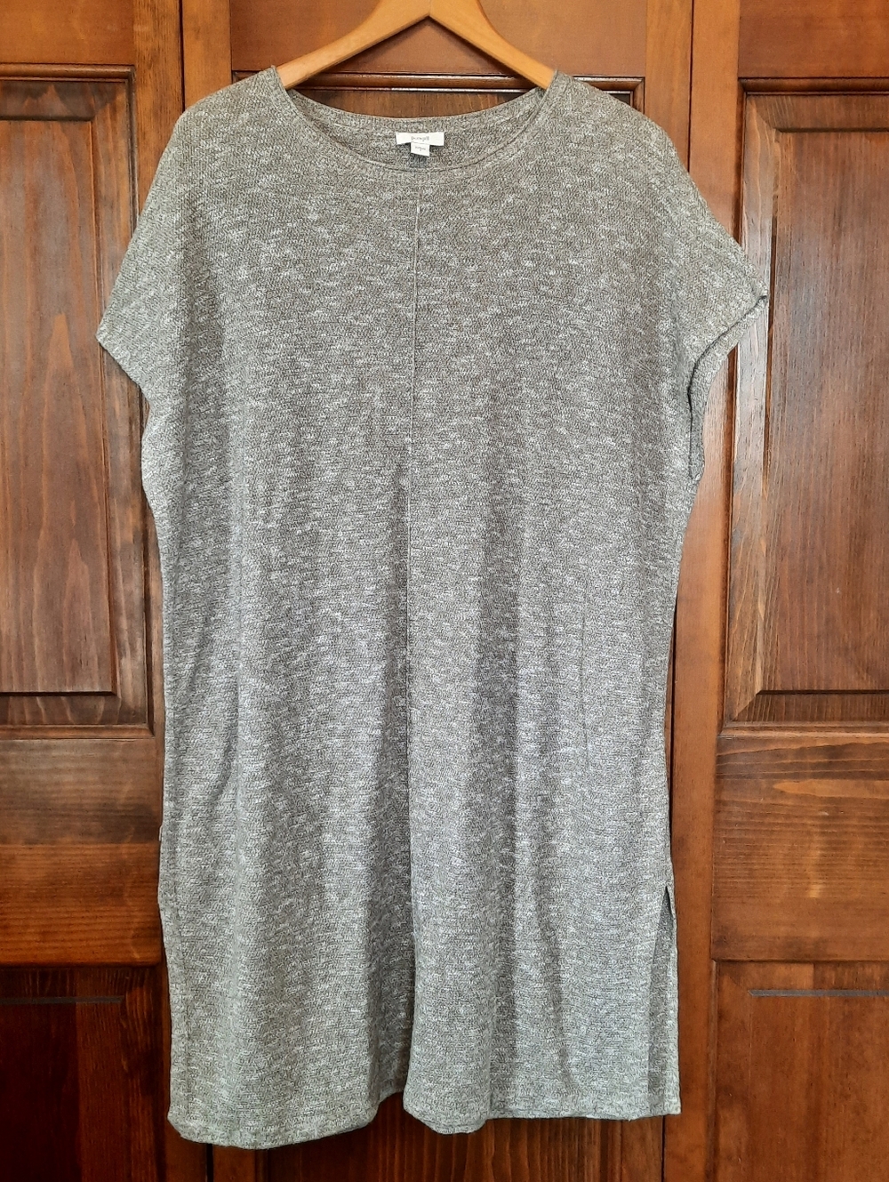 Pure Jill Cotton Blend Green Marled Cap Sleeve Knit Tunic Dress Size Small